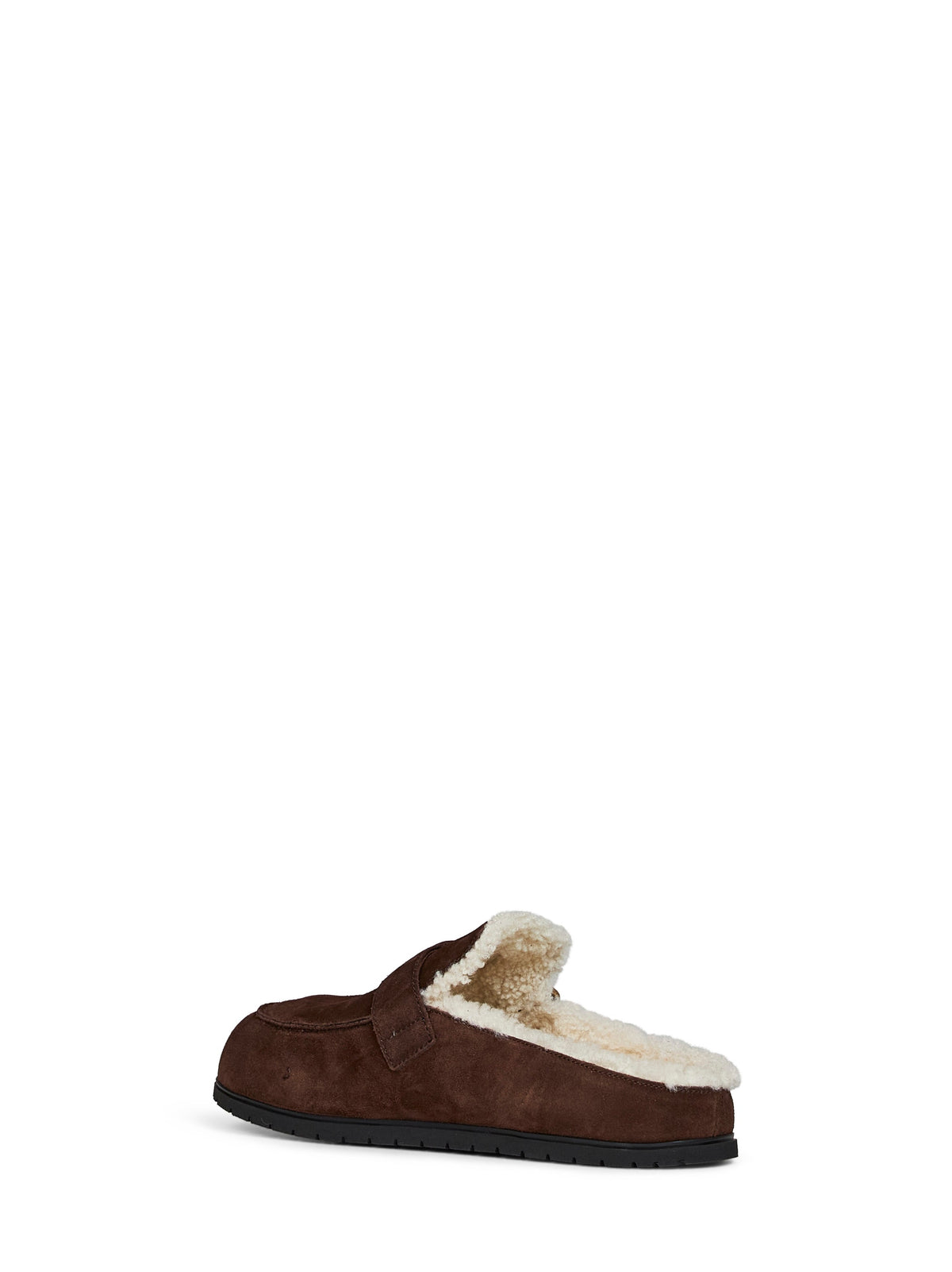 PRADA CALZATURE Prada Calzature Women Dark Brown Suede And Shearling Mules