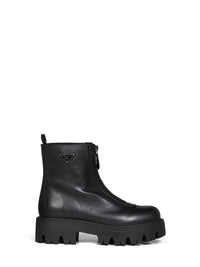 PRADA CALZATURE Prada Calzature Women Black Leather Zip-Up Ankle Boots