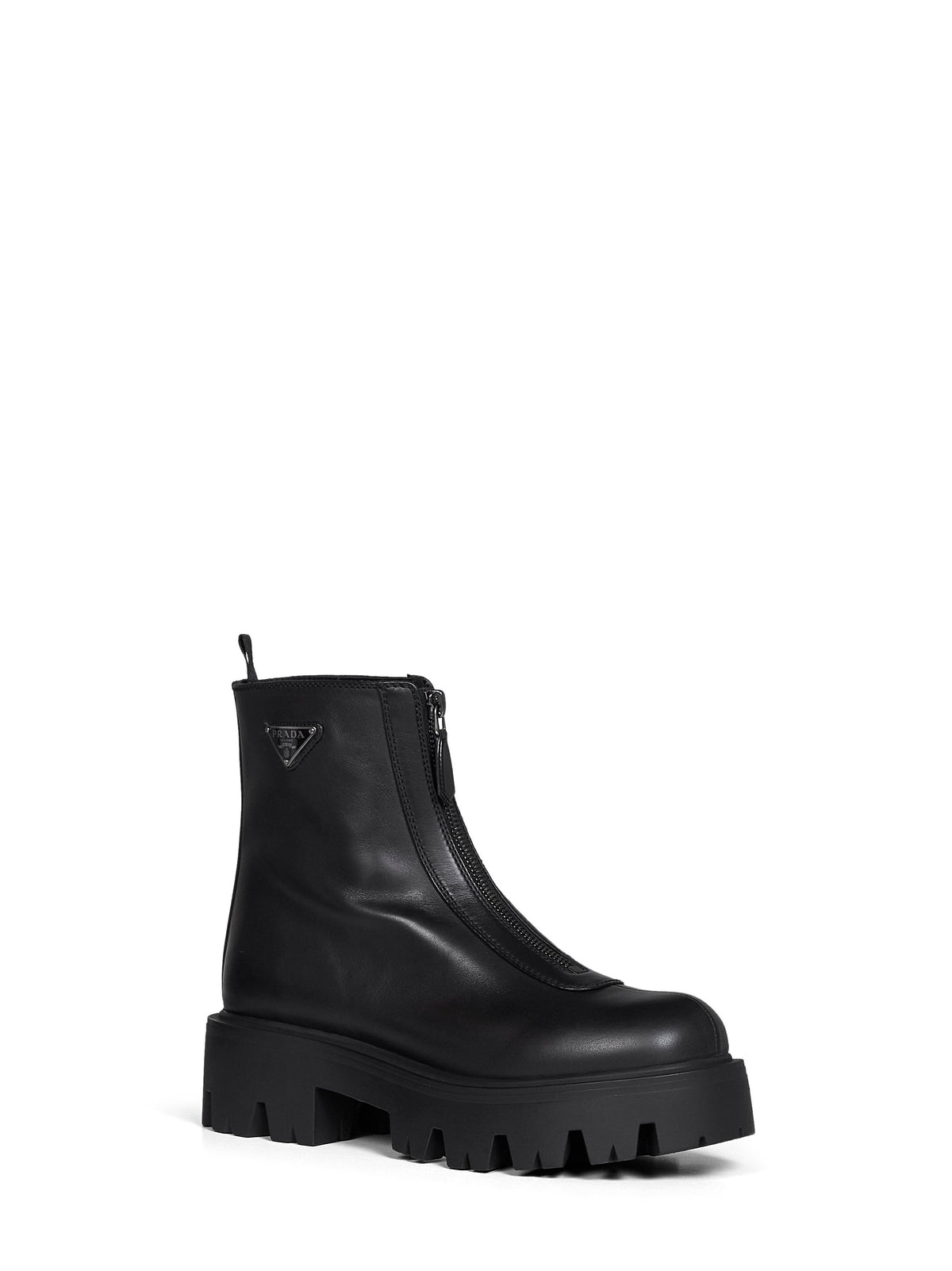 PRADA CALZATURE Prada Calzature Women Black Leather Zip-Up Ankle Boots