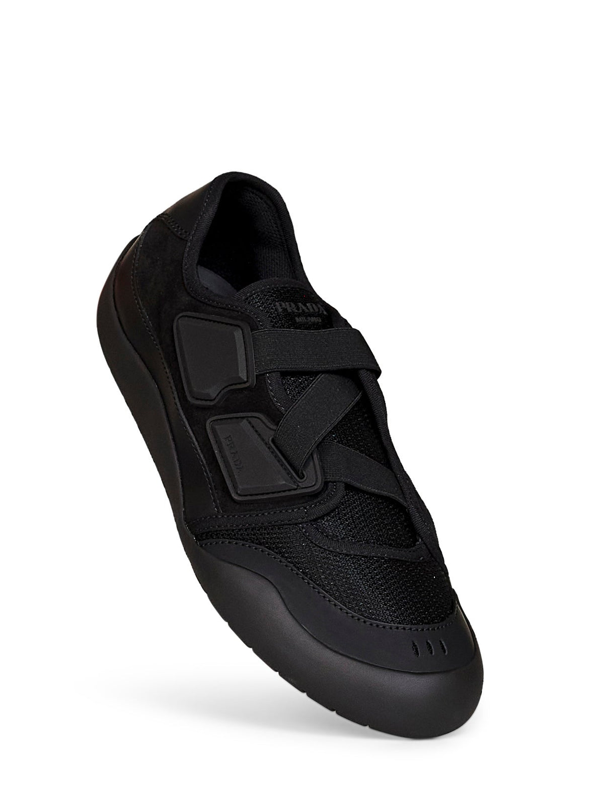 PRADA CALZATURE Prada Calzature Men Black Leather And Mesh Fabric Speedrock Sneakers