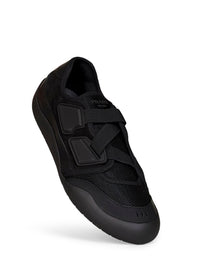 PRADA CALZATURE Prada Calzature Men Black Leather And Mesh Fabric Speedrock Sneakers