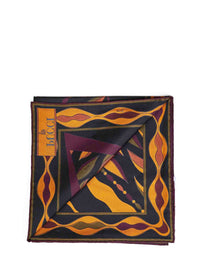 Pucci Women Burgundy And Gold Fiamme And Navajo-Prints Silk Twill Scarf