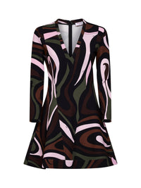Pucci Women Khaki And Pink Marmo-Print Compact Jersey Mini Dress