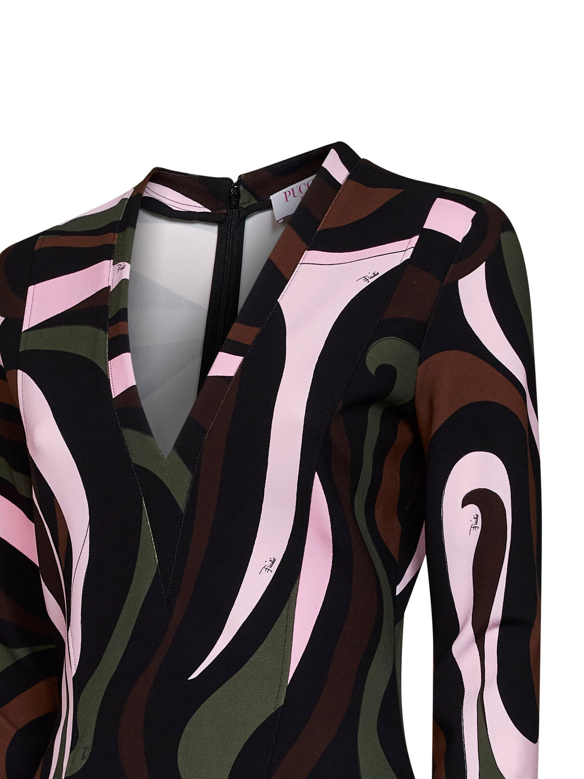 Pucci Women Khaki And Pink Marmo-Print Compact Jersey Mini Dress