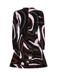 Pucci Women Khaki And Pink Marmo-Print Compact Jersey Mini Dress