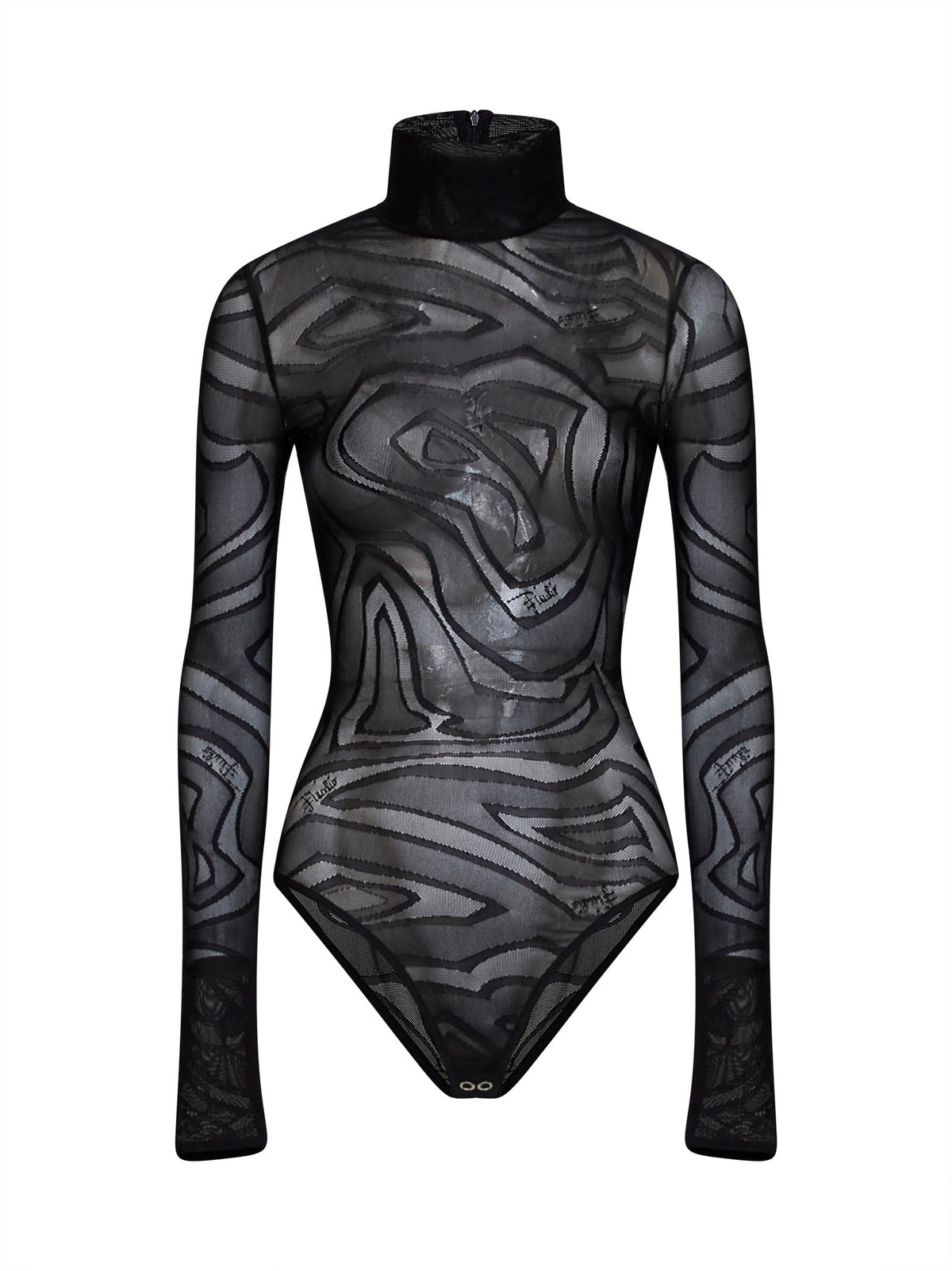 Pucci Women Black Labirinto-Pattern Jacquard Tulle Bodysuit