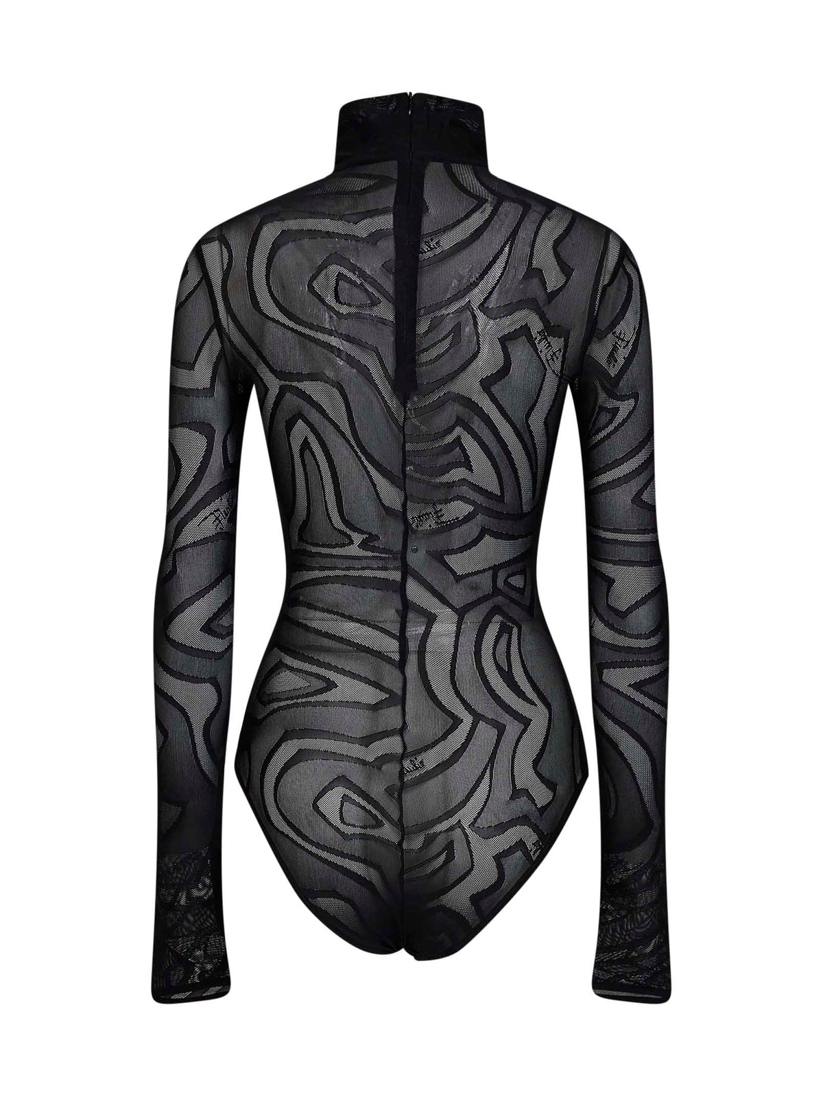 Pucci Women Black Labirinto-Pattern Jacquard Tulle Bodysuit