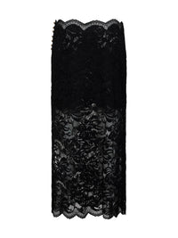 Rabanne Women Black Stretch Floral Lace Midi Skirt