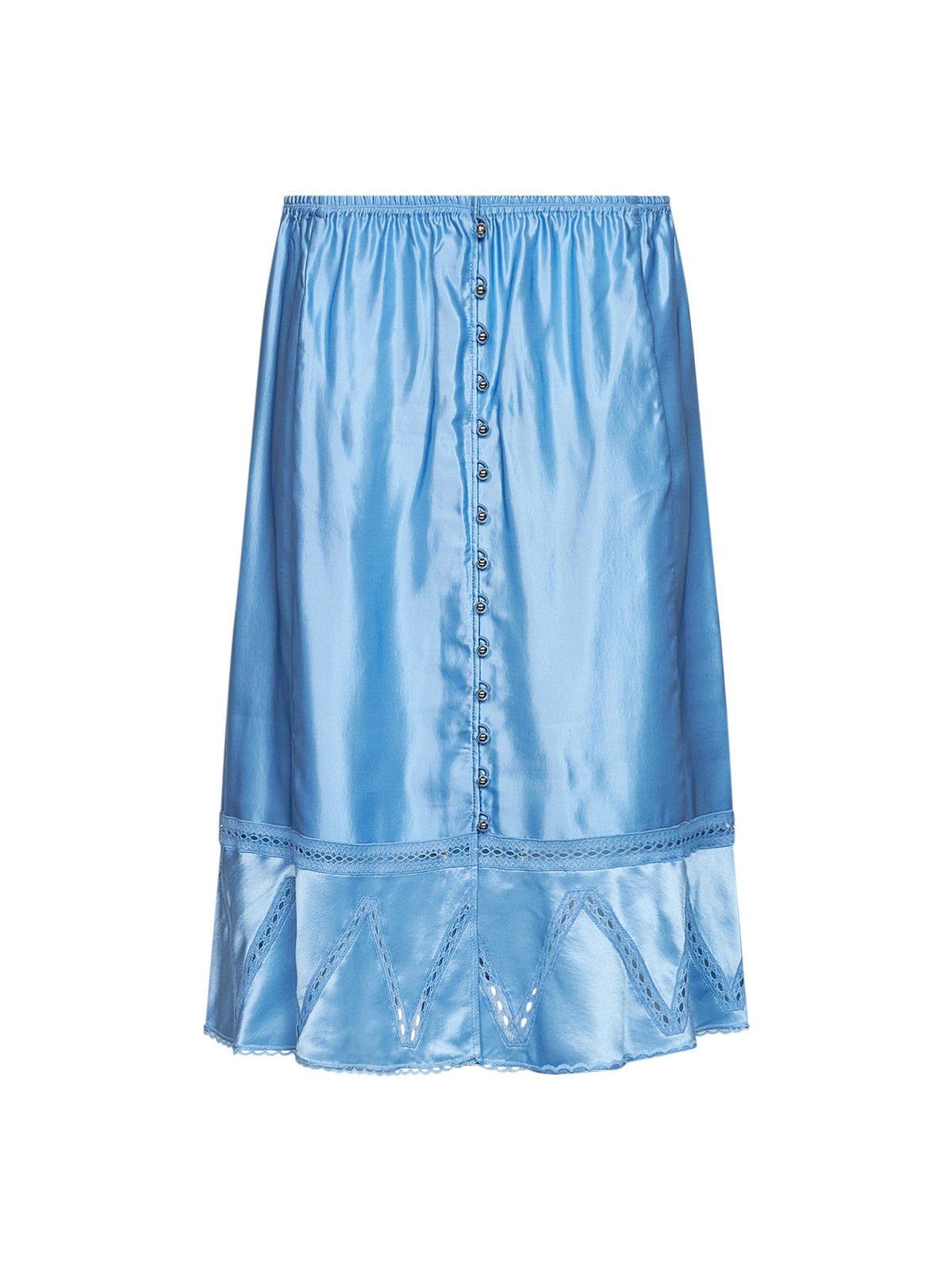 Rabanne Women Sunset Blue Viscose And Silk Satin Midi Skirt With Lace