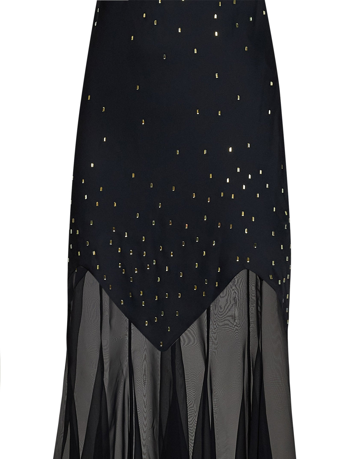 Rabanne Women Black Crystal-Embellished Satin And Sheer Chiffon Long Dress