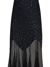 Rabanne Women Black Crystal-Embellished Satin And Sheer Chiffon Long Dress