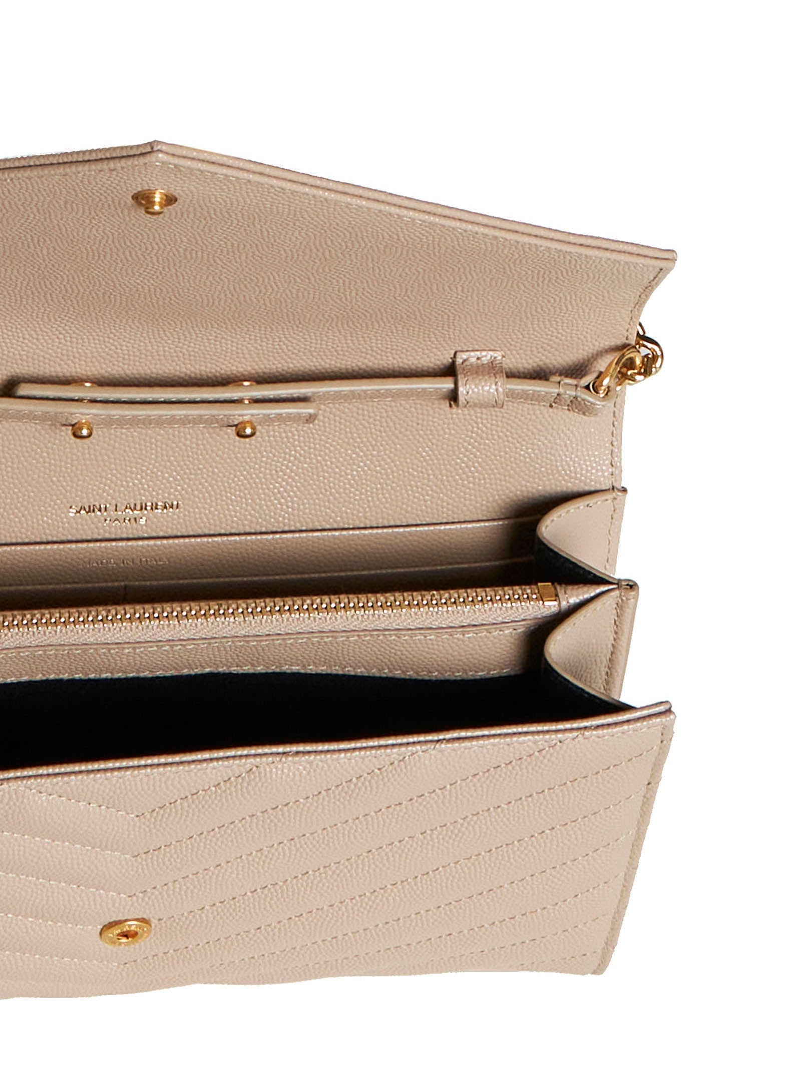 SAINT LAURENT Saint Laurent Women Quilted Leather Clutch With Ysl Logo