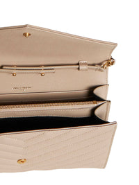 SAINT LAURENT Saint Laurent Women Quilted Leather Clutch With Ysl Logo