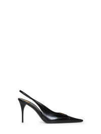 SAINT LAURENT Saint Laurent Women Black Leather Babylone 90 Slingback Pumps