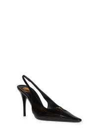SAINT LAURENT Saint Laurent Women Black Leather Babylone 90 Slingback Pumps