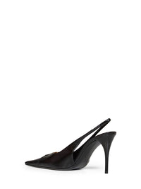 SAINT LAURENT Saint Laurent Women Black Leather Babylone 90 Slingback Pumps