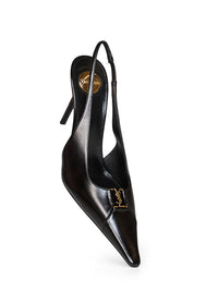 SAINT LAURENT Saint Laurent Women Black Leather Babylone 90 Slingback Pumps