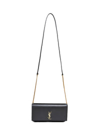 SAINT LAURENT Saint Laurent Women Black Cassandre Phone Holder With Shoulder Strap