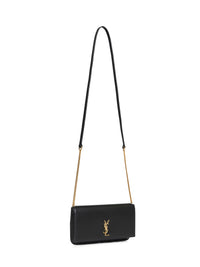 SAINT LAURENT Saint Laurent Women Black Cassandre Phone Holder With Shoulder Strap