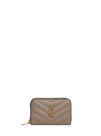 Saint Laurent Women Light Taupe Cassandre Zipped Change Purse