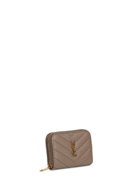 Saint Laurent Women Light Taupe Cassandre Zipped Change Purse