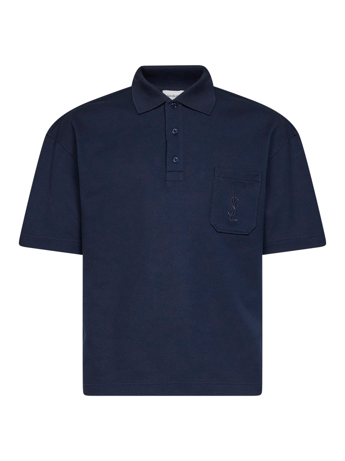 SAINT LAURENT Saint Laurent Men Blue Cotton Piqué Cassandre Polo Shirt