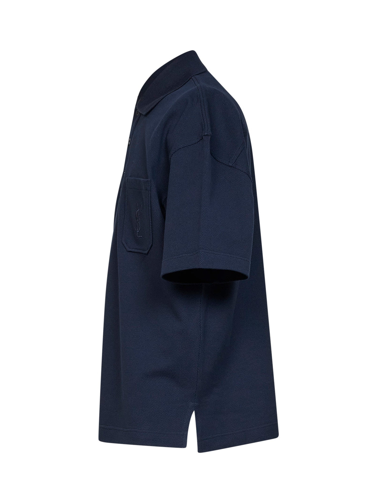 SAINT LAURENT Saint Laurent Men Blue Cotton Piqué Cassandre Polo Shirt