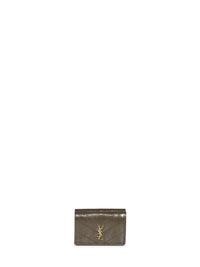 Saint Laurent Women Green Niki Slim Tri-Fold Calf Leather Wallet <Br/>