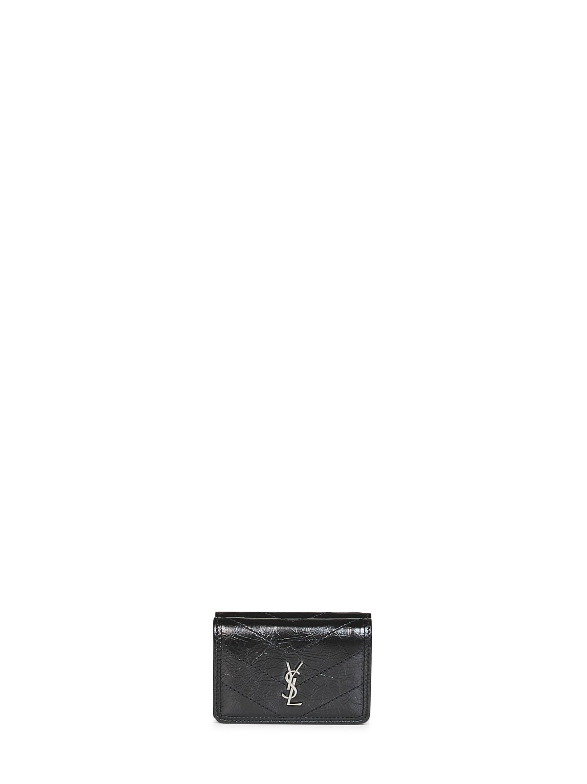 Saint Laurent Women Black Niki Slim Tri-Fold Calf Leather Wallet <Br/>