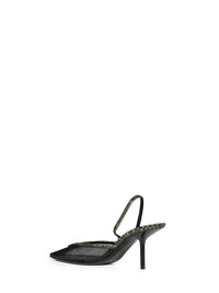 SAINT LAURENT Saint Laurent Women Black And Green Mesh And Python Slingback Pumps