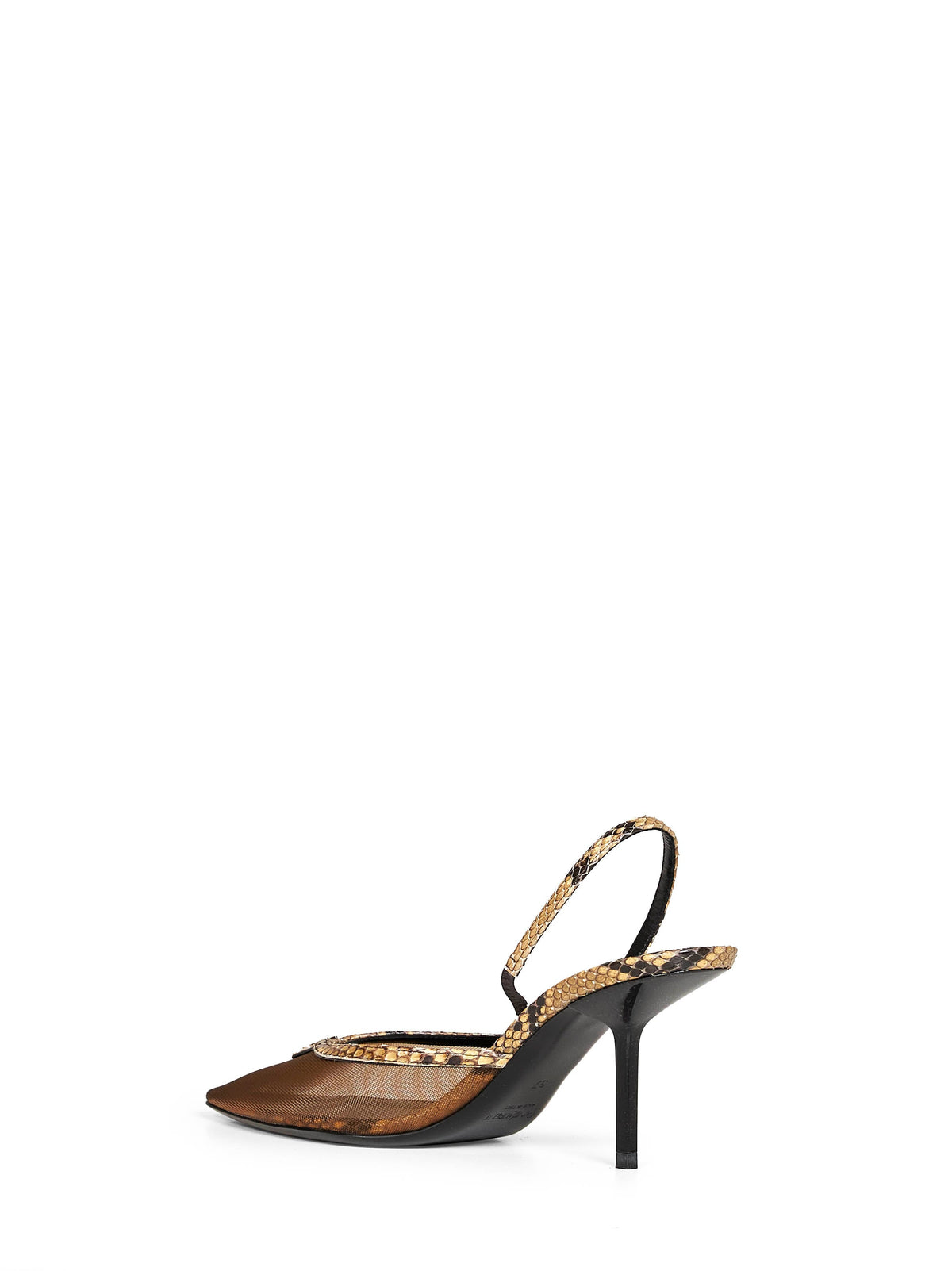 Saint Laurent Women Black And Brown Mesh And Python Slingback Pumps