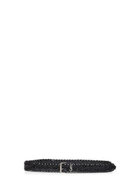 Saint Laurent Men Black Woven Leather Cassandre Belt