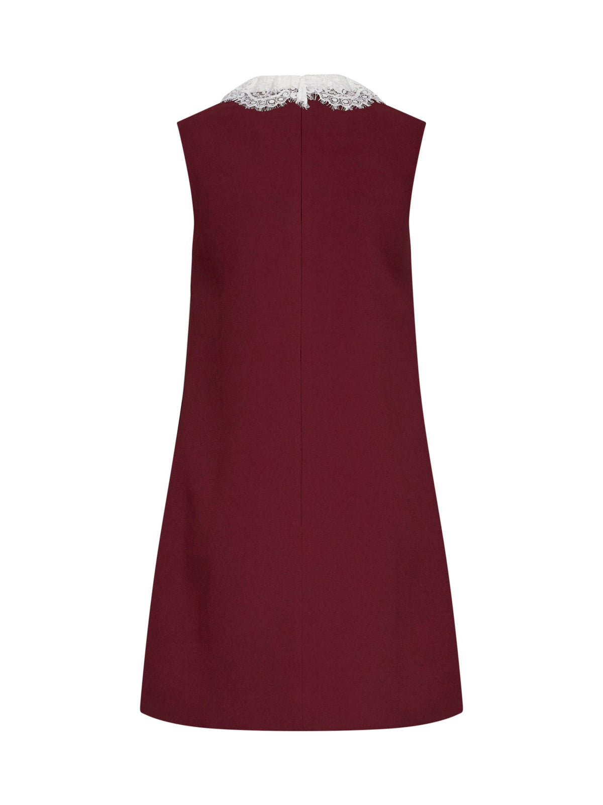 SELF PORTRAIT Self Portrait Women Burgundy Crepe Mini Dress With Lace Collar