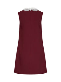 SELF PORTRAIT Self Portrait Women Burgundy Crepe Mini Dress With Lace Collar