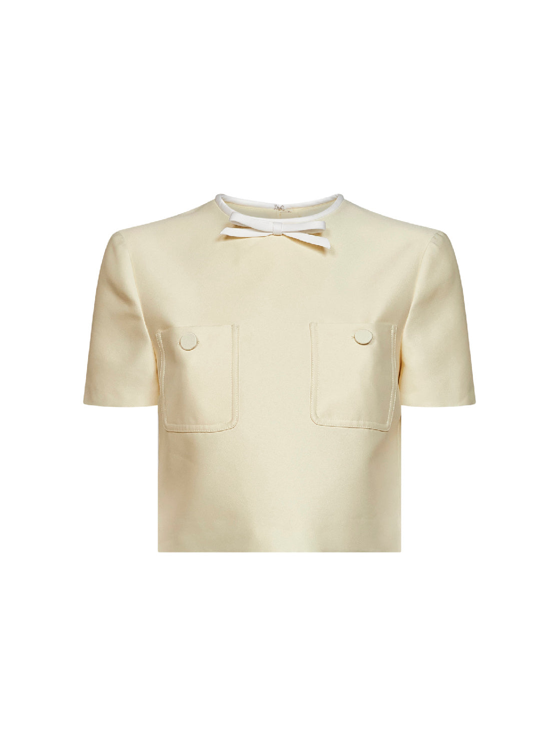 SELF PORTRAIT Self Portrait Women Yellow Taffeta Cropped Top With Bow Detail
