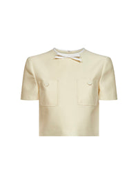 SELF PORTRAIT Self Portrait Women Yellow Taffeta Cropped Top With Bow Detail