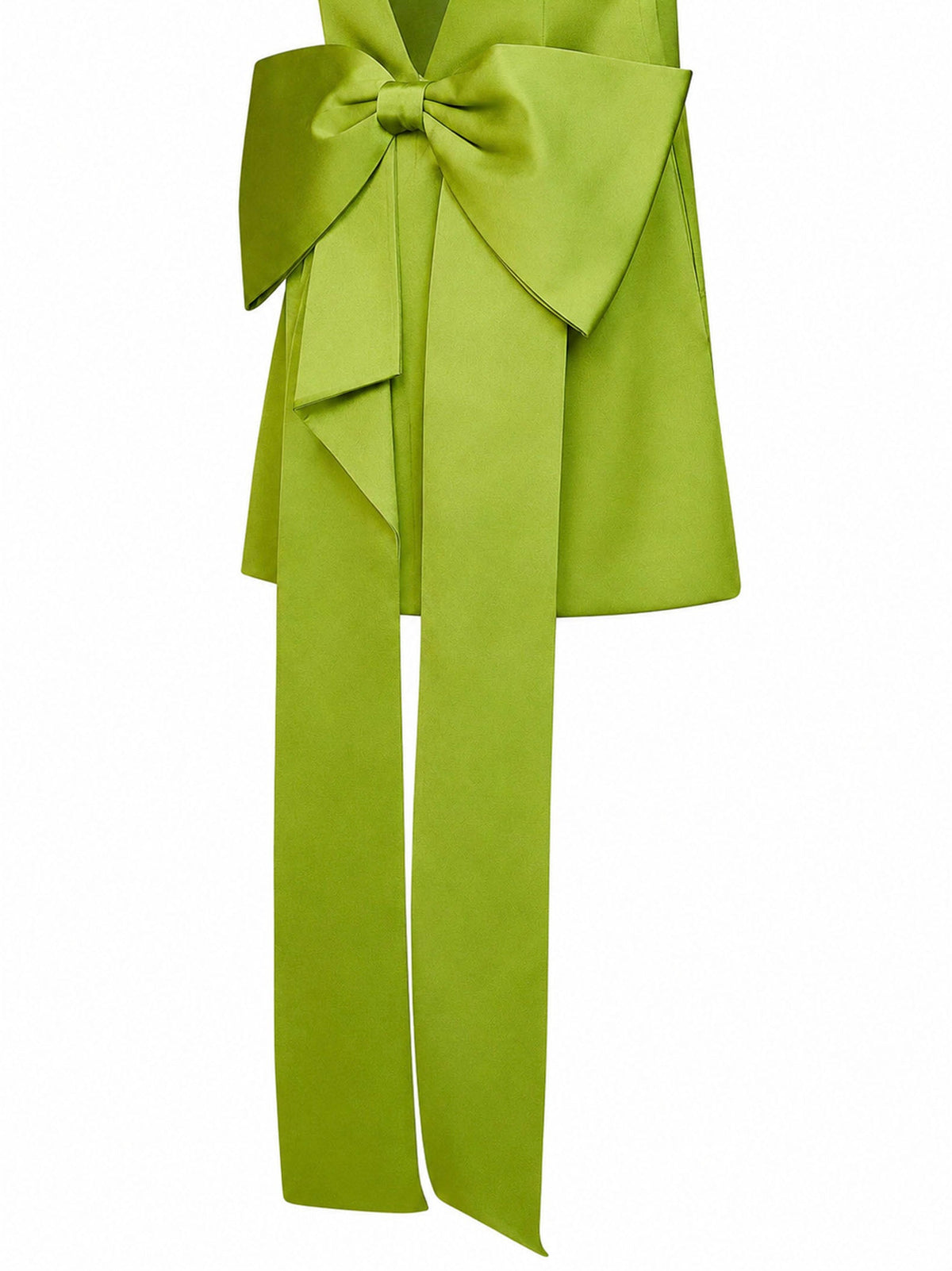 SELF PORTRAIT Self Portrait Women Green Satin A-Line Mini Dress With Bow
