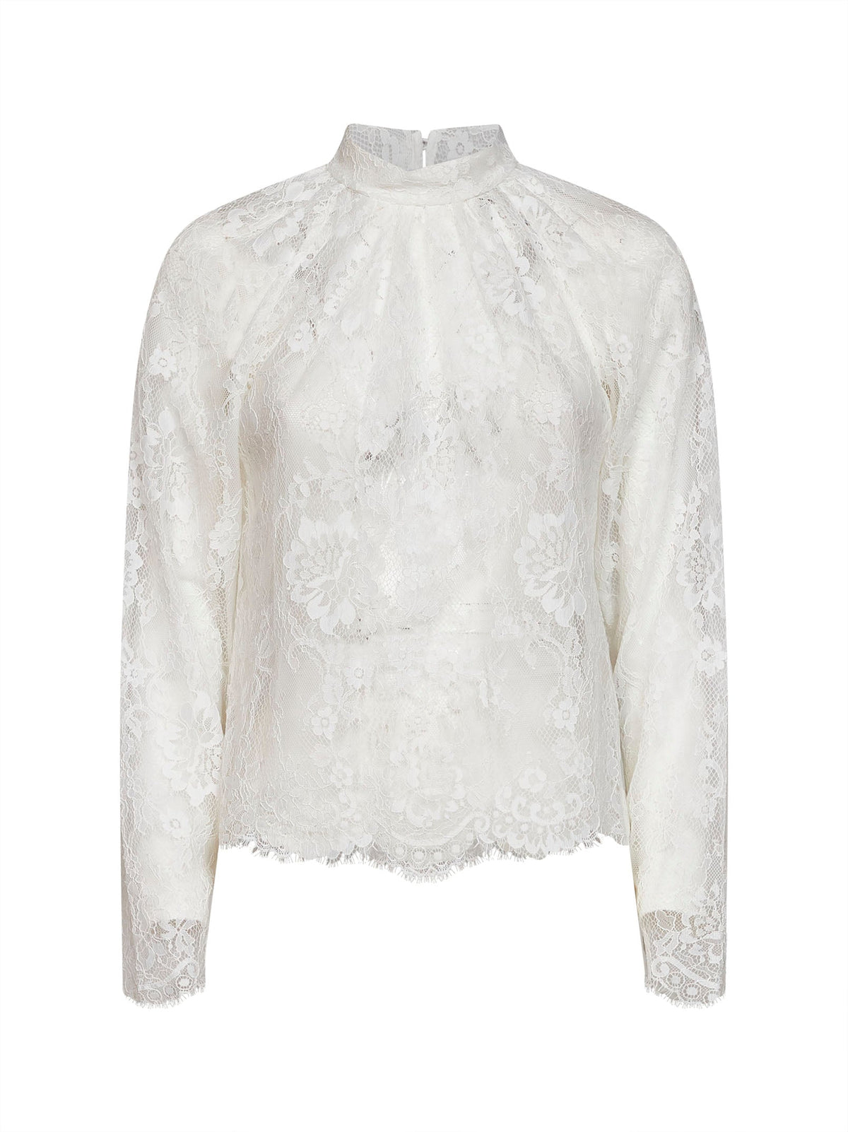 SELF PORTRAIT Self Portrait Women White Lace Long-Sleeved Blouse