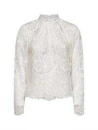SELF PORTRAIT Self Portrait Women White Lace Long-Sleeved Blouse