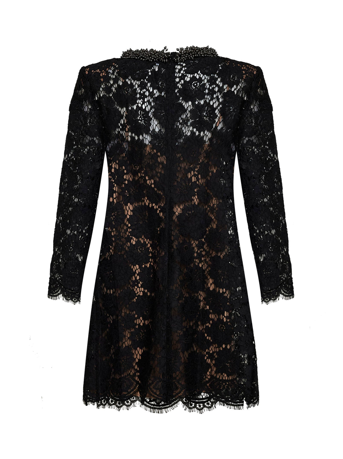 Self Portrait Women Black Lace Long-Sleeved Mini Dress