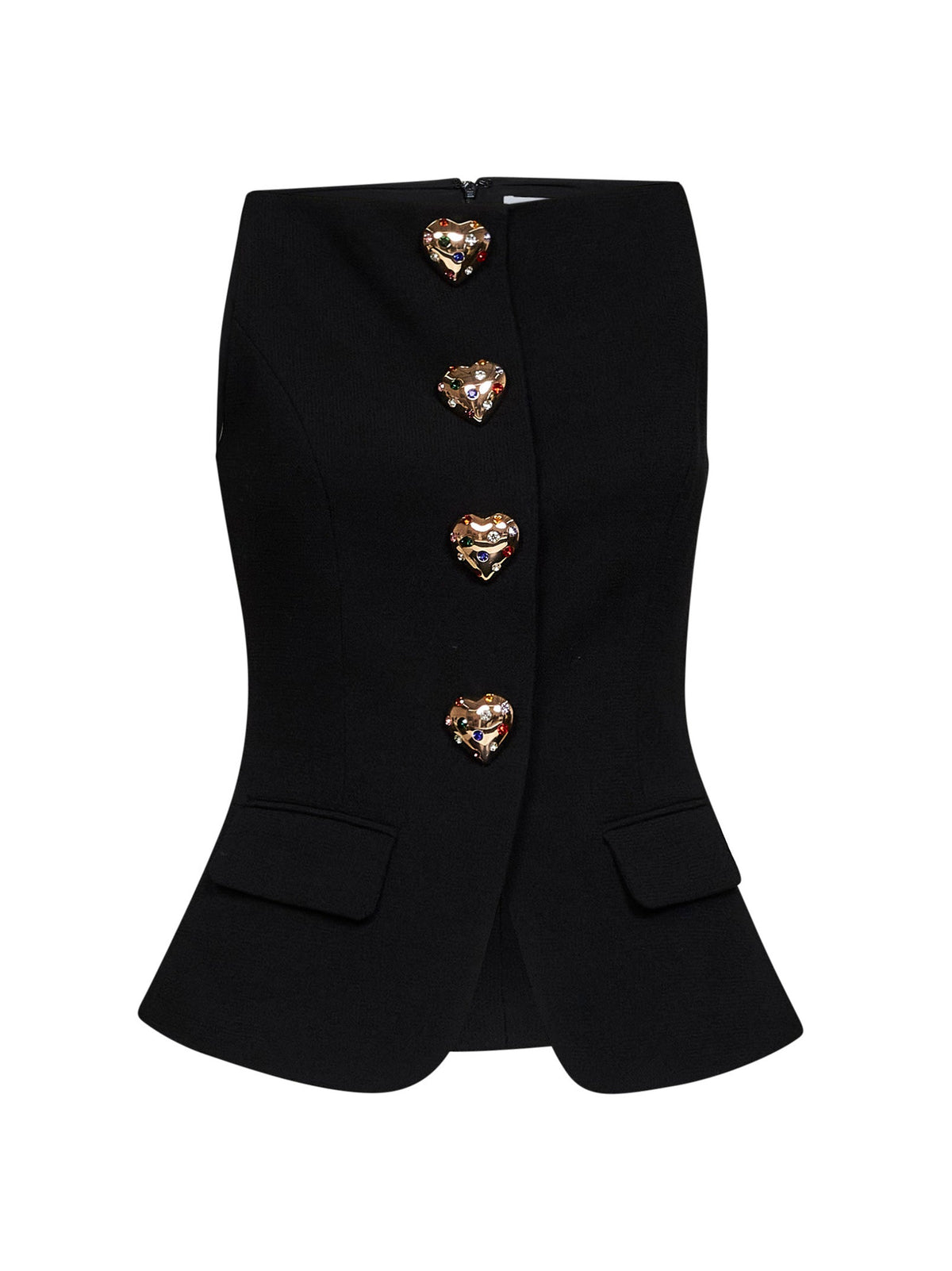 Self Portrait Women Black Wool Crêpe Top