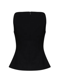 Self Portrait Women Black Wool Crêpe Top