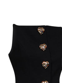 Self Portrait Women Black Wool Crêpe Top