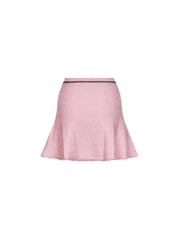 Self Portrait Women Pink Sequin Knit Flared Mini Skirt
