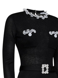 SELF PORTRAIT Self Portrait Women Black Knit Midi Dress With Beaded Embroidery
