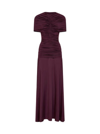 SELF PORTRAIT Self Portrait Women Burgundy Jersey Gathered Maxi Dress