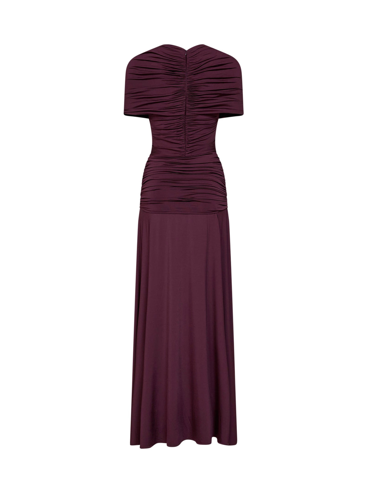 SELF PORTRAIT Self Portrait Women Burgundy Jersey Gathered Maxi Dress