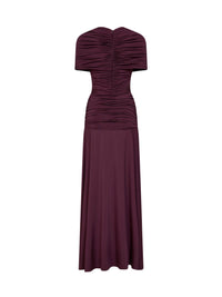 SELF PORTRAIT Self Portrait Women Burgundy Jersey Gathered Maxi Dress