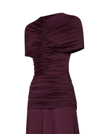 SELF PORTRAIT Self Portrait Women Burgundy Jersey Gathered Maxi Dress