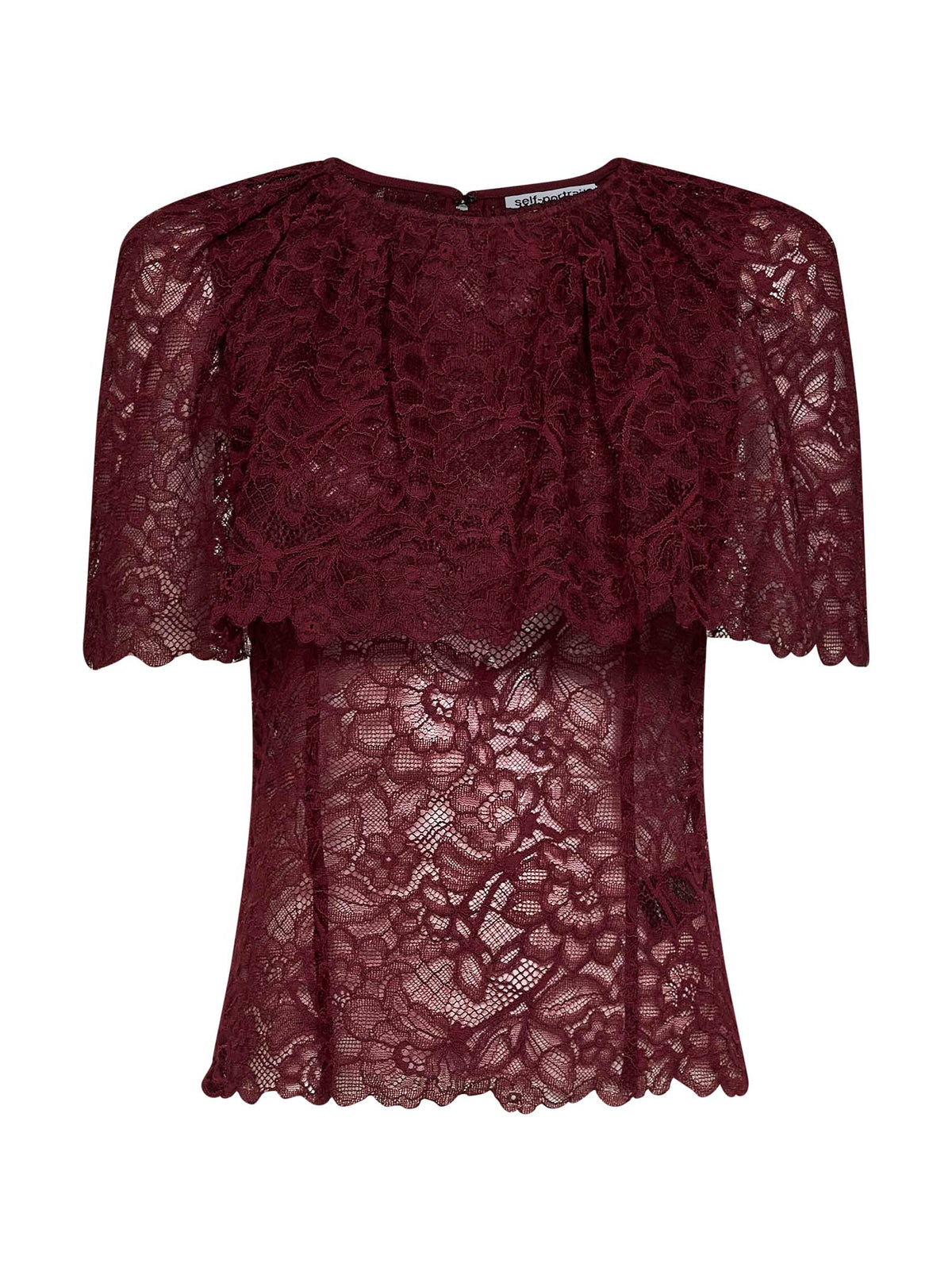 SELF PORTRAIT Self Portrait Women Burgundy Lace Cape Top